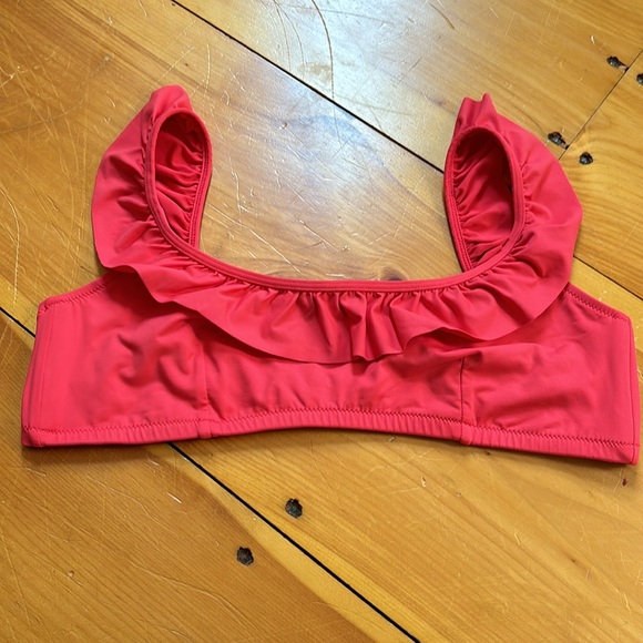 J CREW S Belvedere Red Ruffle Bikini Top - Picture 2 of 7